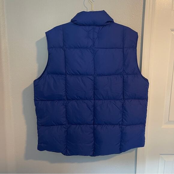 Lands' End Mens Goose Down Square Quilted Snap Puffer Vest Blue - Picture 8 of 10